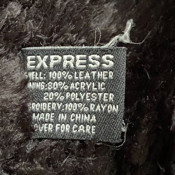 Express Black Leather Jacket Classic Style - Picture 13 of 16